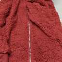 Yanekop Womens Oversized Sherpa Jacket Fuzzy Fleece Zip Up Jacket Warm Winter Coats Faux Fur Coat with Pockets(B Burgundy,L)