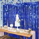 Decor365 Blue Fringe Curtains Blue Party Decorations Blue Circle Garlands Streamers Banner Backdrp for Wedding Graduation Bridal Shower Bachelorette Ramadan Birthday Party Supplies