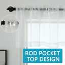 White Sheer Valances for Windows - Light Filtering Semi Sheer Valances for Living Room/Bedroom/Kitchen/Bathroom/Cafe - Transparent Window Valance Curtains with Rod Pocket 2 Panels 52x18 Inches Long
