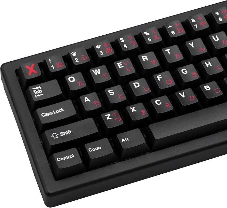 TIMSEKER Keycaps 129 Keys, Novelty Red and Black Keycaps, PBT Keycaps Japanese, Cherry Keycaps Set Black Keycaps 60 Percent, Keyboard Keycaps Japnese for Mechanical Gaming Keyboard