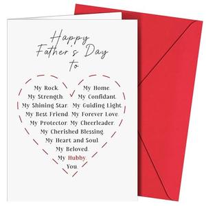 BFFPOSI Fathers Day Card for Husband - 5X7 Love Poem Fathers Day Card from Wife with Envelope - Husband Father Day Gifts from Wife, Husband Father's Day Cards, Father Day Gift from Wifes, Set of 4