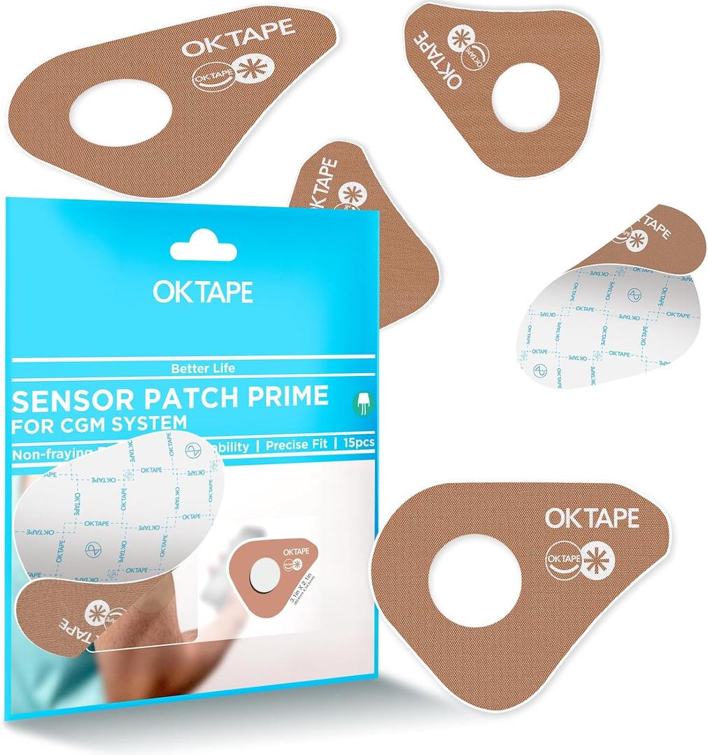 OK TAPE Adhesive Patches Compatible with Freestyle Libre 3/3 Plus(15 pcs), Waterproof & Sweatproof CGM Sensor Covers for 15 Days, Thin, Long Last Sensor Patches