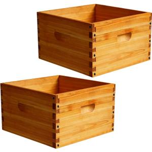 2 Pack Beehive Deep Brood Box 10 Frame Langstroth Deep Brood Bee Hive Box Beekeeping Supplies