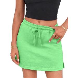 EARKOHA Womens Drawstring Skirt Summer High Waist Bodycon Short Pencil Skirt with Shorts Daily Going Out Outfits, Small
