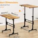 Standing Desk, 32 Inch Portable Small Desk Adjustable Height, Rustic | Rolling Home Office Desks with Wheels, Sit Stand Desk for Bedroom Walking Pad Home Office Small Space