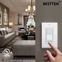BESTTEN 6 Pack Dimmer Light Switch, LED Dimmer Switch, Single-Pole or 3-Way, for Dimmable LED, Halogen and Incandescent Bulbs, 120V, Wall Plate Included, UL Listed, White