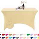 Spandex 4ft Waterproof Table Cover for Party,Wedding, Banquet, and Events(Champagne) (48" x 30" (Rectangular))