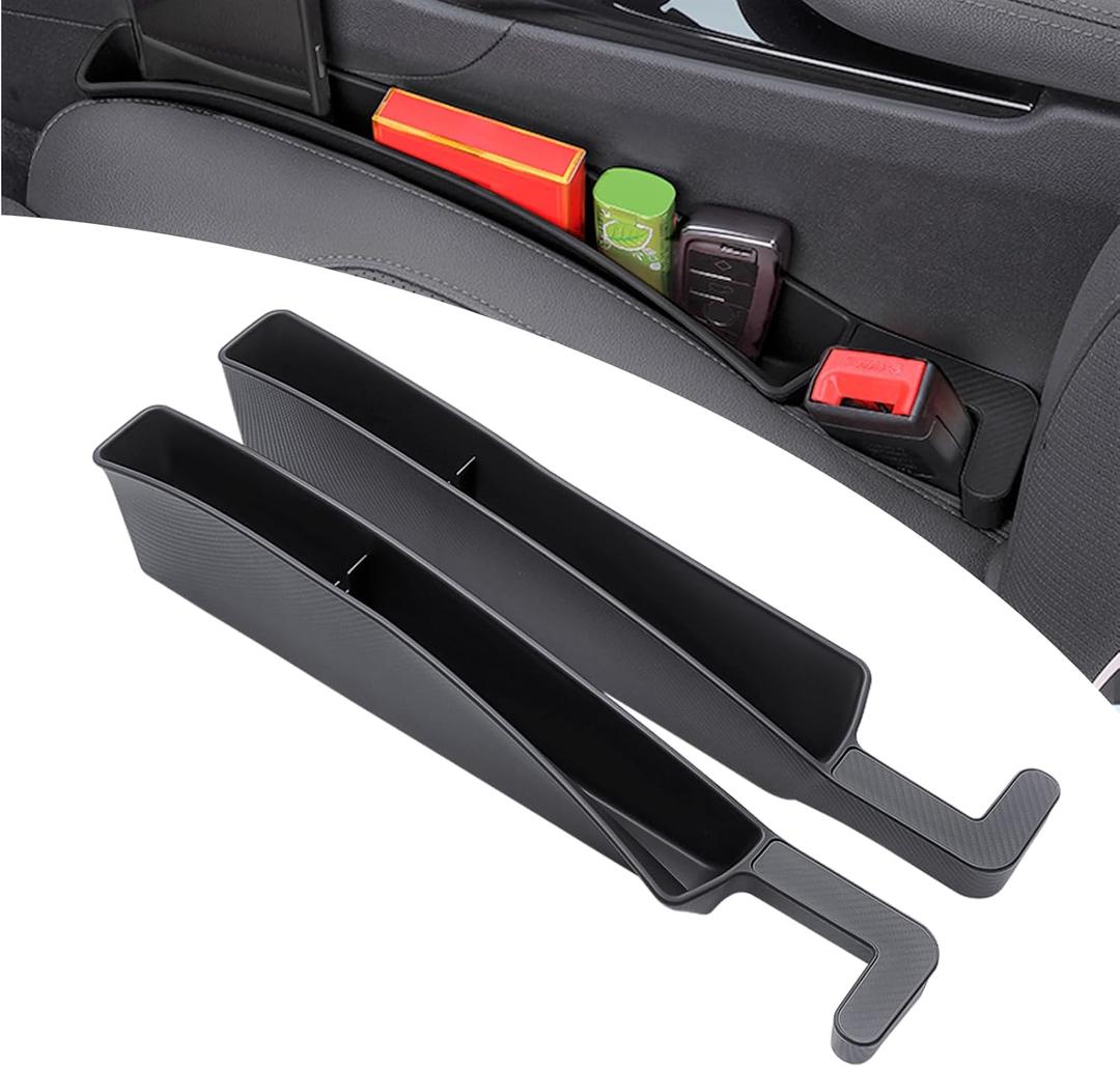 Car Seat Gap Filler Organizer 2 Pack with Sunglass Bag, Car Accessories Seat Gap Filler Organizer for Automotive, Car Organizer Suitable for SUV,Trunk and Sedan, Interior Accessories(Black)