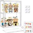 Attelite Acrylic Display Cases for Collectibles,3 Layer Clear Display Case with Magnetic Door,Desktop Clear Showcase with 2 Adjustable Divider Storage Box for Action Figure