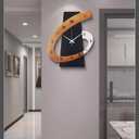 Modern Large Decorative Wall Clock17 inch Black Silent Non-Ticking Nordic Metal Wall Clocks for Living Room Home Kitchen Bedroom Cafes Office StaircaseArabic Numerals Quartz Clock(35x44cm)