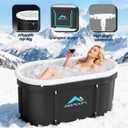 Merapi XL Ice Bath Tub for Adults, 131 Gal Cold Plunge Tub, 46 Large Oval Portable Ice Bath Tub, Foldable Cold Plunge for Home, Backyard & Outdoor Use with Drain & Neck Support