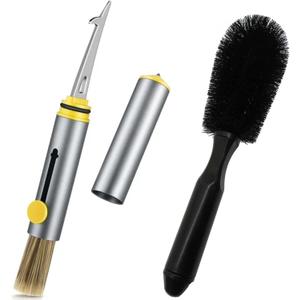 Car Cleaning Brush, 3 in 1 Car Detailing Brush with Window Breaker and Tire Cleaning Hook, Black Wheel Rim Brush Multifunctional Car Cleaning Tool for Cleaning Wheels