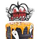 LECAKTO Glitter Stranger Happy Birthday Cake Topper - TV Program Theme Eleven Stranger Party Cake Decor - Cartoon Themed Birthday Party Decorations for Boy Girl