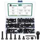 112 Pcs M8 Metric Screw Set, M8 Hex Socket Head Cap Screws Nuts and Washers Assortment Kit, Metric Bolts and Nuts Kit, 12.9 Carbon Steel Black Assorted Machine Screw Assortment Kit
