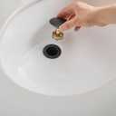 BWE Pop-Up Drain Assembly with Strainer for Bathroom Vessel Vanity Faucet Bathroom Vessel Sink Drain Stopper Without Overflow Sink One-Piece Matte Black