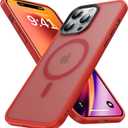 Strong Magnetic for iPhone 14 Pro Max Case [Compatible with MagSafe][10FT Military Grade Protective] Shockproof Translucent Matte Slim Case for iPhone 14 Pro Max Phone Case (6.7"), Red