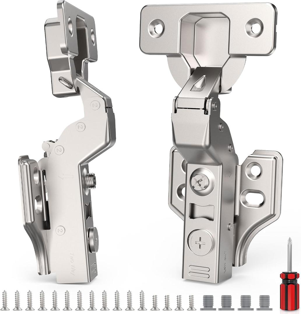 4 Pack Frameless Inset Soft Close Cabinet Hinges Clip on, 3D Adjustable European Cabinet Door Hinge, Self Close Hinge for Kitchen Cabinets, 45~110 Open Angle