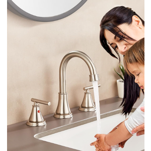 Fransiton 8 Inch Widespread Bathroom Sink Faucet 3 Hole, Brushed Nickel with Metal Pop-Up Drain Assembly,2 Handle for Sink Vanity