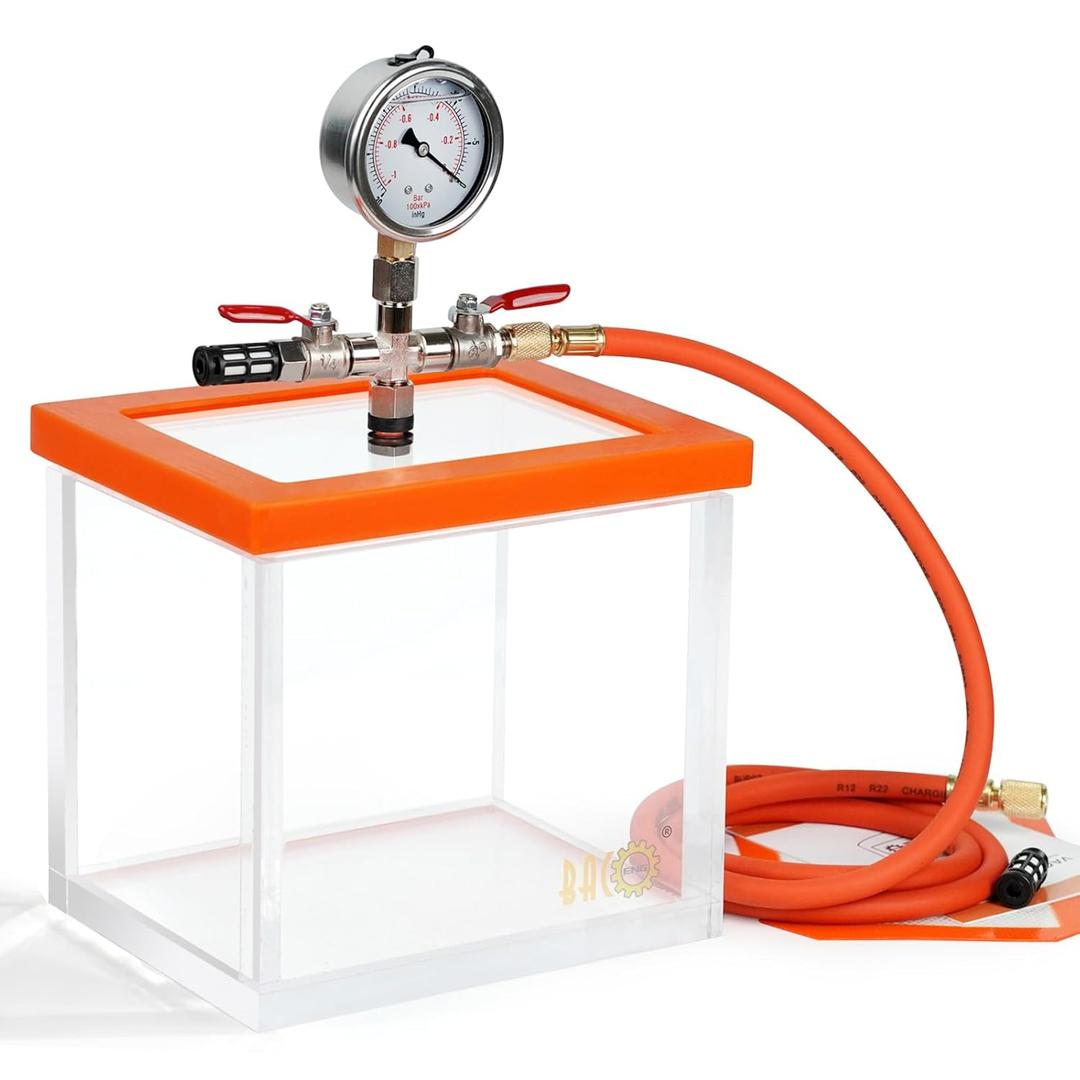 BACOENG 1.5 Gallon Acrylic Vacuum Chamber for Resin, Degassing Chamber Kit for Silicone and Epoxies