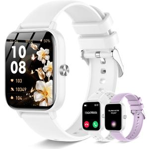 Smart Watch for Women Men (Answer/Make Call), Fitness Tracker, 1.83" HD Screen with 24-Hour Heart Rate/Sleep Monitor, IP68 Waterproof, 130+ Sports Modes, Smartwatch for Android iOS, White