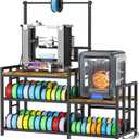 3D Printer Table with Filament Storage Printer Stand with Power Outlet, Heavy Duty 3D Printer Storage rack for ABS, PLA, TPU Filament Spools, Home Offices and Studios Retro Brown