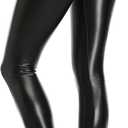 VOGUEMAX Women's Faux Leather Leggings High Waisted Pleather Pants for Women Black Stretchy Sexy PU Tights (Fleece Lined-black)