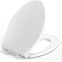 Elongated Toilet Seat, 18.5 Soft/Slow Close Oval (Oblong) Toilet Seat for Elongated Toilets, No-Slam Quiet-Close Lid, Easy-to-Install & Clean, Durable Never-Loosen White Plastic Seat