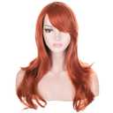 morvally 23" Long Wig Big Wavy Heat Resistant Synthetic Straight Hair with Bangs for Cosplay Costume Halloween Party (Auburn) (Auburn)