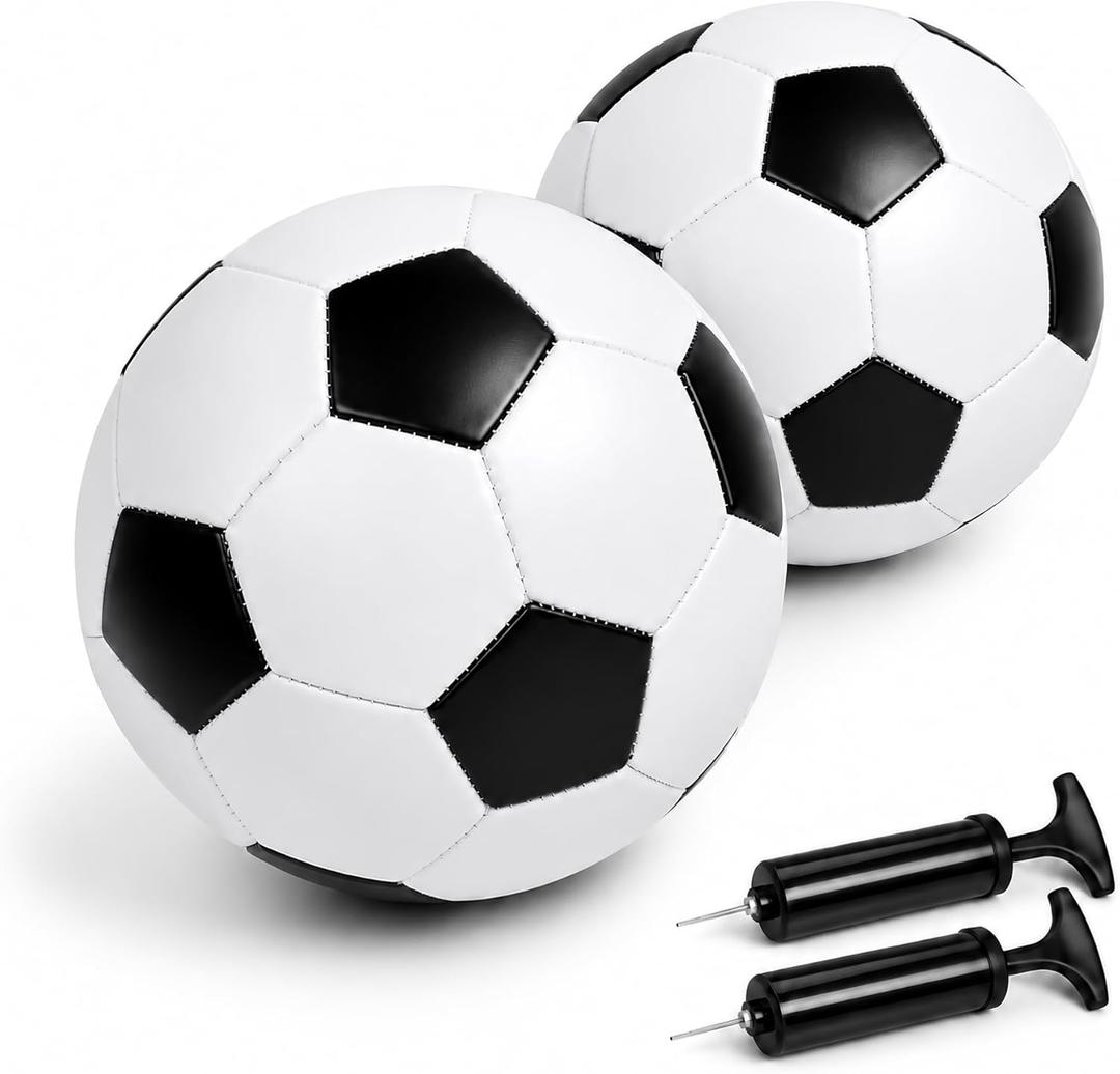 Soccer Ball Size 5 Size 4 Size 3 Size 2 with Pump Deflated - Single, 2 or 3 Pack Official Size Indoor Outdoor Training - Gift for Toddler Kids Youth Teens Adult 1-3 5-8 8-12 12+ Years Old Boys Girls
