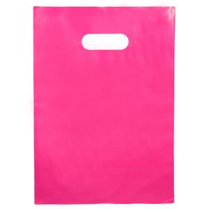 100 Pink Bags for Small Business 2 Mil 12"x15" Glossy Pink Merchandise Retail Shopping Bags with Die Cut Handles