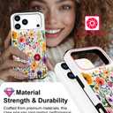 2 x Compatible with iPhone 17 Pro Max Case Wallet Cute for Women with Design,Rugged Credit Card Holder Slot Protective Phone Skin Cases Girly Design (Red Vibrant Colorful Flowers)