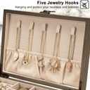 Pinzoveco Jewelry Box for Women, Rustic Wooden Jewelry Organizer Box for Storage Earrings Rings Necklace Bracelet, Farmhouse Style Wood Jewelry Boxes & Organizers (Gray)