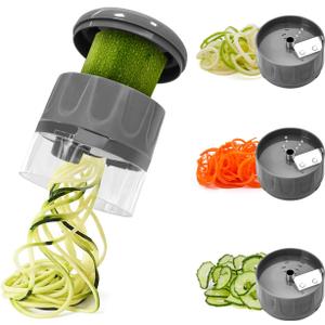 3 in 1 Vegetable Spiralizer Slicer, Adjustable Zucchini Carrot Noodle Maker, Cucumber Spiral Cutter, Easy to Use Kitchen ToolDark Grey