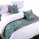 Frjjthchy Cotton Bedding Runner Beautiful Luxurious Bed End Scarf for Bedroom Hotel (Acacia Leaf, 19.69 x 70.87 in)