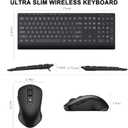 Wireless Keyboard and Mouse Combo, Full Size Quiet Key Computer Keyboard and Cordless Mice with 3 DPI Adjustable, 2.4G Lag-Free, Long Battery Life, Compatible with Windows and Mac Systems, Black