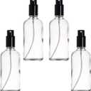 YIZHAO Clear Glass Spray Bottles 4oz, with Small Fine Mist Spray, Metal Cap, Refillable for Essential Oil,Travel,Cleaning,Perfume,Aromatherapy,Makeup 4 Pcs (Transparent, 100ml-4)