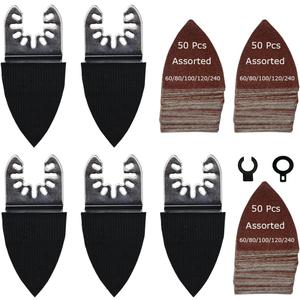 XXGO 155 Pcs Finger Oscillating Multi Tool Sanding Pads Accessories Kits Include 150 Pcs Multitool Finger Sanding Paper and 5 Pcs Multi Tool Finger Sanding Pads XG155F