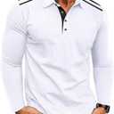 Mens Casual Long Sleeve Polo Shirts Classic Button Golf Shirt Cotton Collared Polo Tee Shirts Stylish Tops (X-Large, Green)