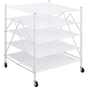 STORAGE MANIAC Sweater Drying Rack, Mesh Clothes Drying Rack, Stackable Laundry Drying Rack, Lay Flat Dryer for Delicates, Portable Dry Rack for Indoor or Outdoor, White, 5 Tier Foldable