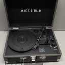 Victrola Journey Bluetooth Portable Suitcase Record Player  with Built-in Speakers, 3 Speed Vinyl Record Player, RCA Out, Headphone Jack (Gray)