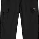 SANGTREE Girls & Womens Drawstring Cargo Jogger Pants,3 Years - Women 3XL (Black, XXL)