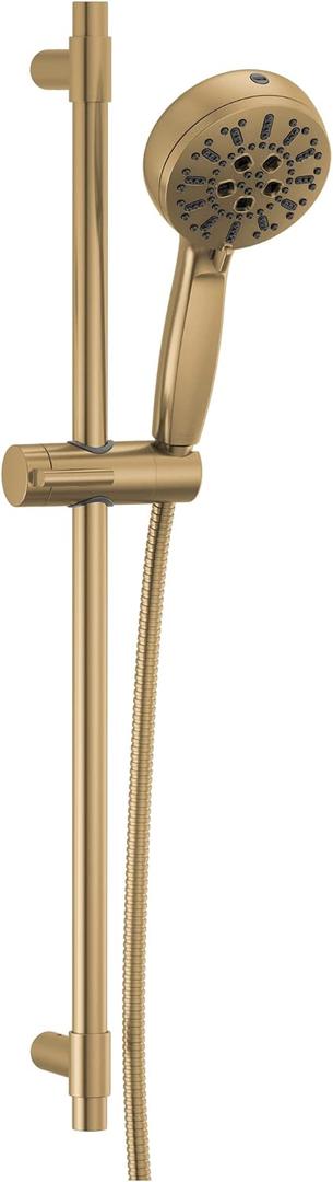 Delta Faucet ProClean Gold Hand Shower with Slide Bar, Handheld Shower with High Pressure Spray, Gold Shower System with Handheld, Lumicoat Chrampagne Bronze 51584-CZ-PR