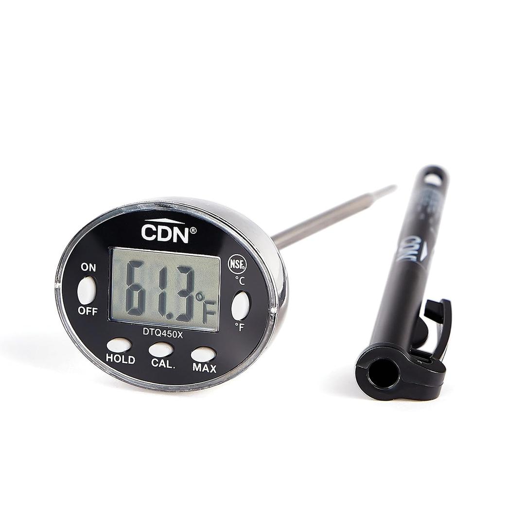 CDN Thin Tip Thermometer | ProAccurate, 4.75" Stem, Digital, Hold, Max, Waterproof, NSF Certified, Ideal for Cooking, Brewing - DTQ450X (Silver)