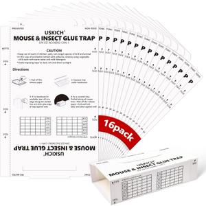 16Pack Mouse & Insect Glue Trap,Mouse Traps Indoor for Home,Adhesive Bugs Roach Spider Insect Traps,Sticky Pest Control Adhesive Tray,Bulk Glue Traps for Mice