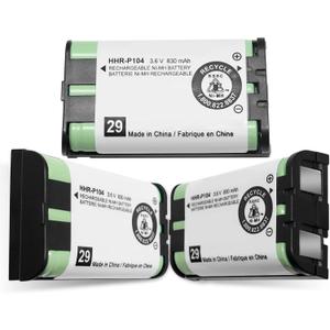 HHR-P104 Rechargeable Phone Battery 3.6V 830mAh NI-MH Batteries for Panasonic Cordless Phones(3 Pack)