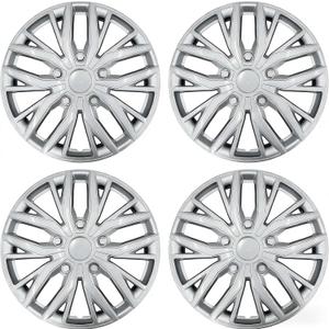 15 Inch Hubcaps with Adjustable Steel Retention Rings, Premium ABS Universal Fit, Set of 4 Wheel Covers (Silver)