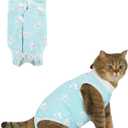 ANWA Cat Recovery Suit - Breathable Cat Onesie for Cats After Surgery Female, Kitten Surgery Recovery Suit Female Abdominal Wounds (Large, Star)