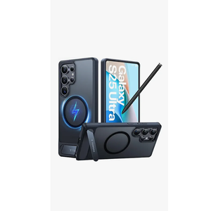 TORRAS Strong Magnetic & Seamless Stand for Samsung Galaxy S25 Ultra Case, Fit for MagSafe, MilGrade Drop Protection, Kickstand for Samsung Galaxy S25 Ultra Case, Translucent Back/Black Edge