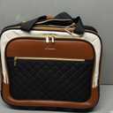LOVEVOOK Rolling Laptop Bag Women, 17.3 Inch Laptop Briefcase with Wheels, Soft Sided Underseat Carry On Luggage Personal Item Suitcase for Work Travel Business, Black Brown Beige