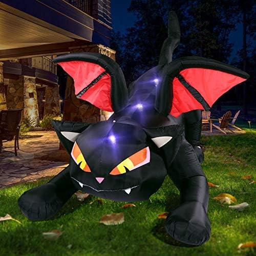Sizonjoy 7.5FT Halloween Inflatables Decoration Outdoor Lighted Black Cat Decoration Outdoor with Wings,Halloween Blow Up Decor for Yard Lawn Garden Party Decor